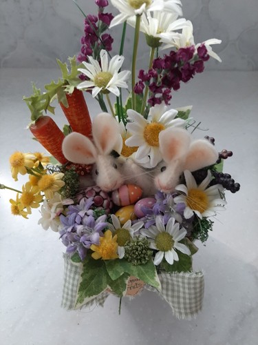 Maus Haus Easter Bunnies Flower Pot by Diana Boud