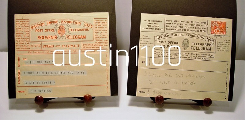 Scarce Set 1925 British Empire Exhibition 1d Stamp Souvenir Telegram Forms
