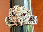 Jai By John Hardy Sterling Silver 925 14K Gold Garnet Elephant Ring Sz 6