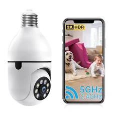 2K Light Bulb Security Camera 5G&2.4GHz Wifi Wireless Outdoor Cameras for Home