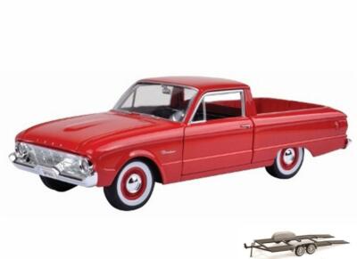 Diecast Car & Trailer 1960 Ford Ranchero Pickup Truck Red Motormax 79321 1/24 