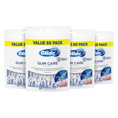 Oral B Glide Gum Care Floss Picks Pack of 4 60 Count Dental Care Tension Control