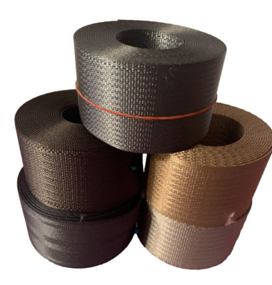 Lot of 5 Seatbelt Polyester Webbing Straps, 4 yds each, various colors, washable