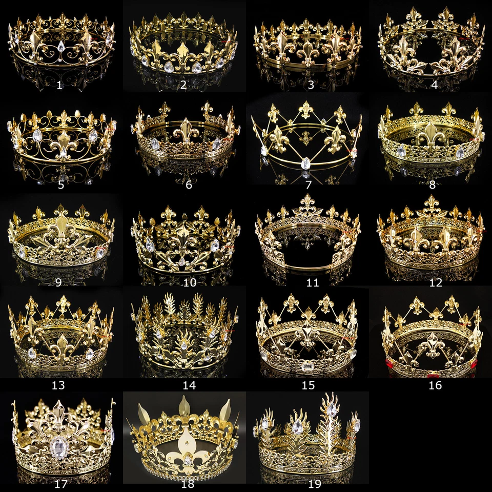 19 Estilos Para Hombre Imperial Medieval Flor De Lis Oro Rey Metal Corona Redonda Drama