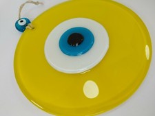 Yellow Evil Eye 16 cm Glass Bead Pendant Charm Turkish Nazar Decor Amulet