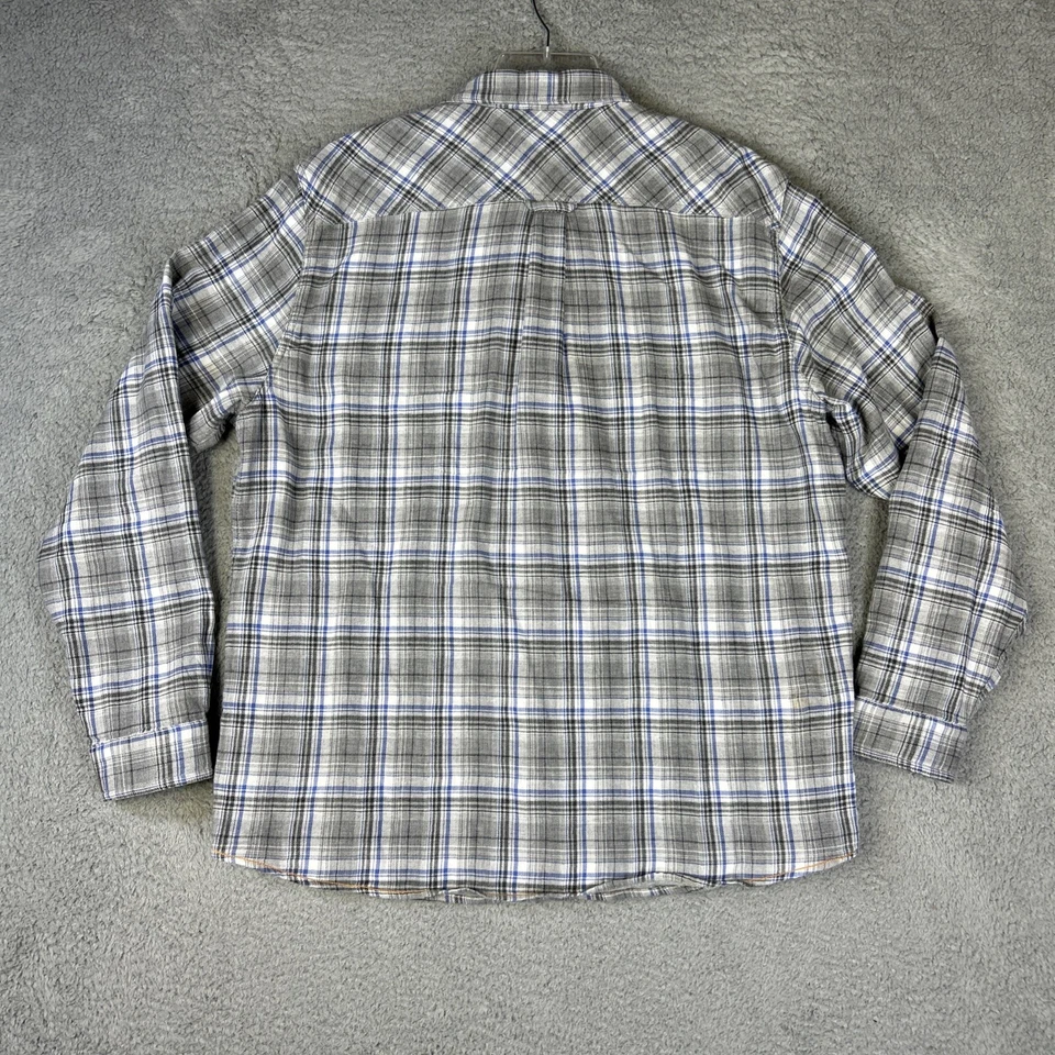 Camisa de franela de carbono 2 cobalto para hombre grande gris azul a cuadros manga larga Cabincore Foto 2 de 4