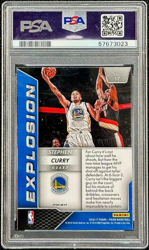 2016-17 PRIZM BASKETBALL STEPHEN CURRY RUBY WAVE PRIZM EXPLOSION PSA 9 MINT - Picture 2 of 2