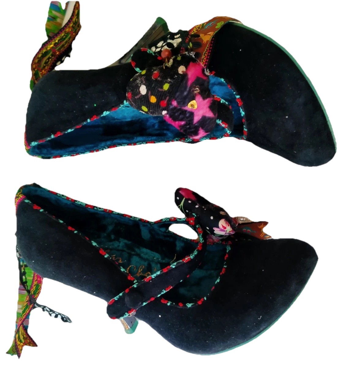 Irregular Choice Black Suede Statement Heels Embr… - image 7