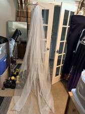 Wedding Veil Comb Bridal Cathedral Veil. One Tier. White With Silver Sparkle.