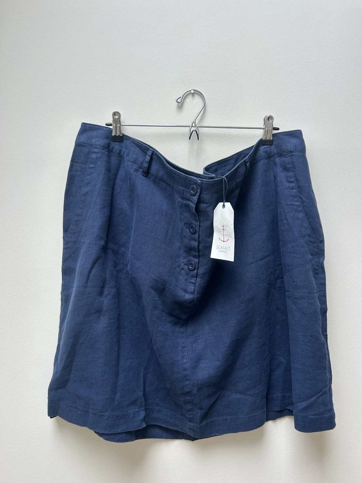 Seasalt Cornwall Linen Skirt Size 26 28 Navy Blue New