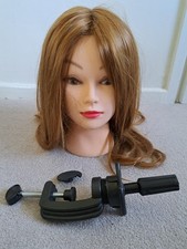 Manichino donna styling biondo testa marrone capelli lunghi sintetici con morsetto