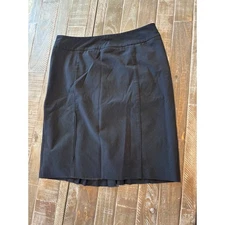Apt. 9 Black Pinstripe Stretch Career Skirt Pleated Back Business