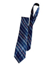 Vintage YSL Men  s Tie YVES SAINT LAURENT blue striped print silk tie VTG YSL