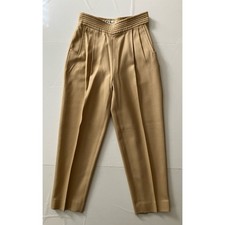 Vintage 90s Tan Korean Slim Fit V-Front 100 Wool Pants Women  s 4P