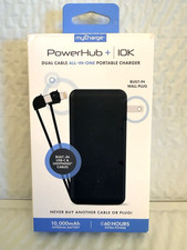 myCharge PowerHub 10000mAh All-In-One Portable Charger Power Bank - Black NEW