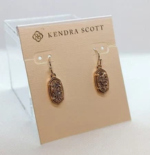 New Kendra Scott Lee Rose Gold Drop Earrings In Rose Gold Drusy