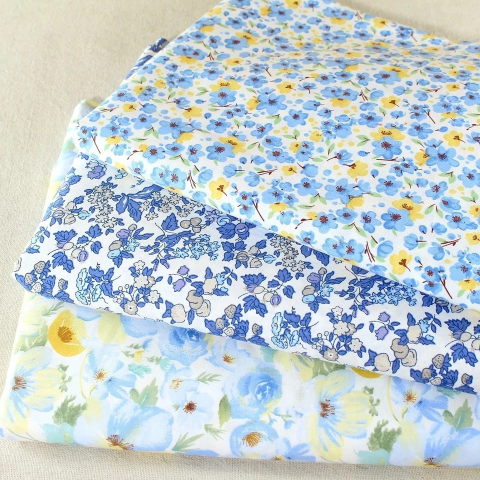 12 Blue Floral Fat Quarter Precut Cotton Fabric Bundle Quilting Sewing DIY - Image 4 of 4
