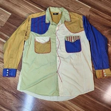 Neo Blood Tokyo Patchwork Colorblock Western Shirt Embroidered Thick Stitch