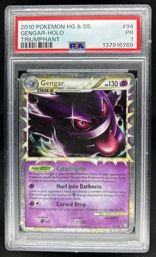 2010 Pokemon HeartGold & SoulSilver Triumphant Gengar Holo #94/102 PSA 1