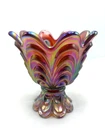 Fenton Red Carnival Glass Votive Or Candle Holder Dbl Sided W/sticker