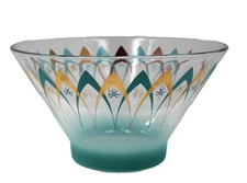 Mid Century Anchor Hocking Atomic Glass Punch Bowl
