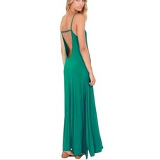 Lulu's Teal Green Such Great Heights Backless  Maxi Dress Size Medium