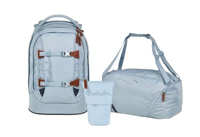 Satch, Schulrucksack-Set PACK Nordic Ice Blue 3-teilig