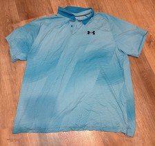 Under Armour Men's UA Heat Gear Loose Golf Polo Shirt Aqua Blue Size XXL