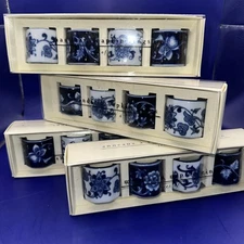 PIER ONE IMPORTS MANDARIN BLUE WHITE NAPKIN RINGS 4 SETS TOTALING 16 RINGS