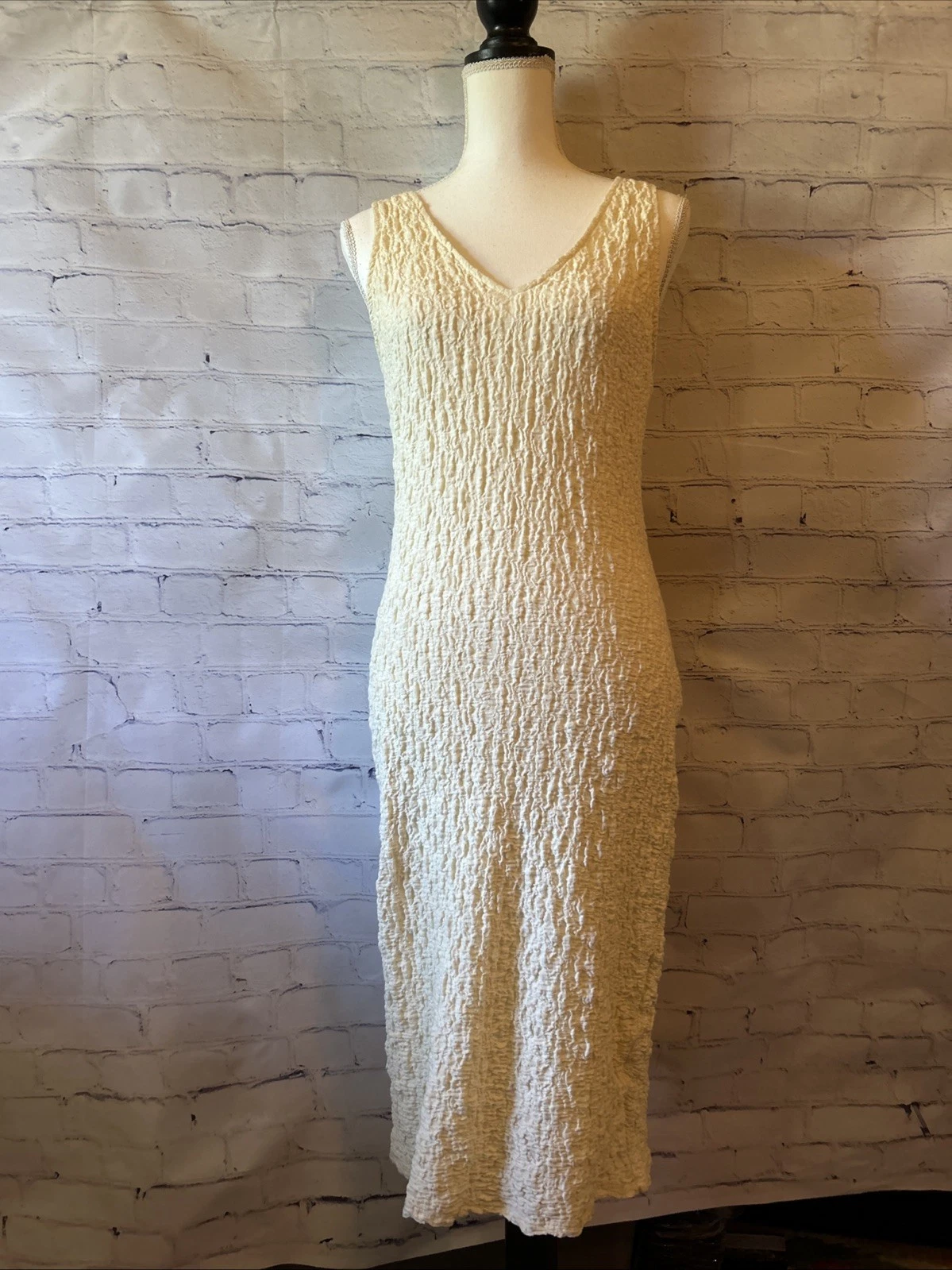 OFF WHITE Abito smanicato panna nuovo con etichette bianco sporco taglia XS bodycon elasticizzato foderato