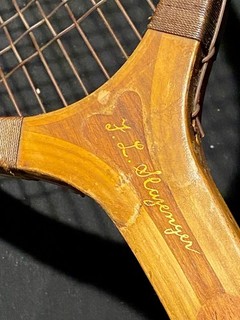 Antica racchetta da tennis 1905 Slazenger F L Slazenger BREVETTO spalle e corde