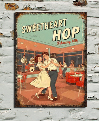 Sweetheart Hop Vintage Valentinstag Blechschild Plakette Cafe Laden Küche