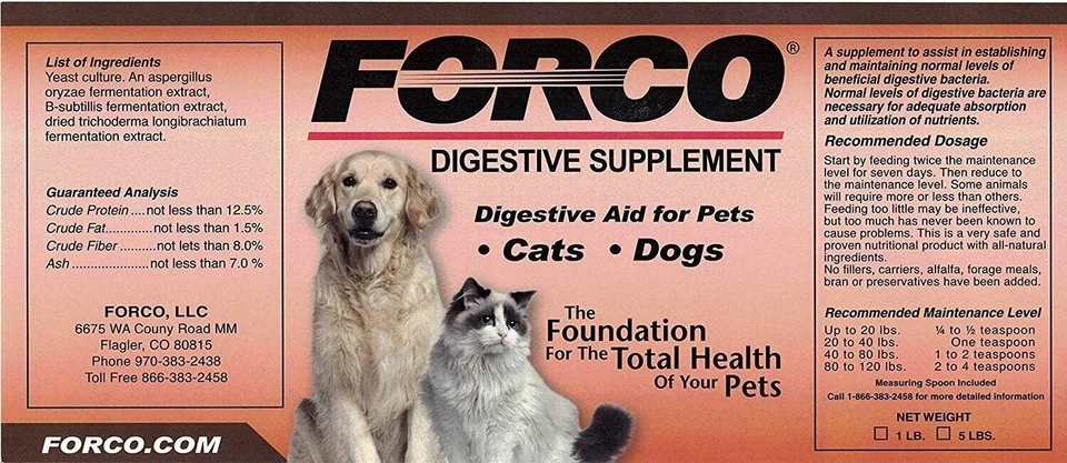 Forco Digestive Supplement, Dogs and Cats, 1LB