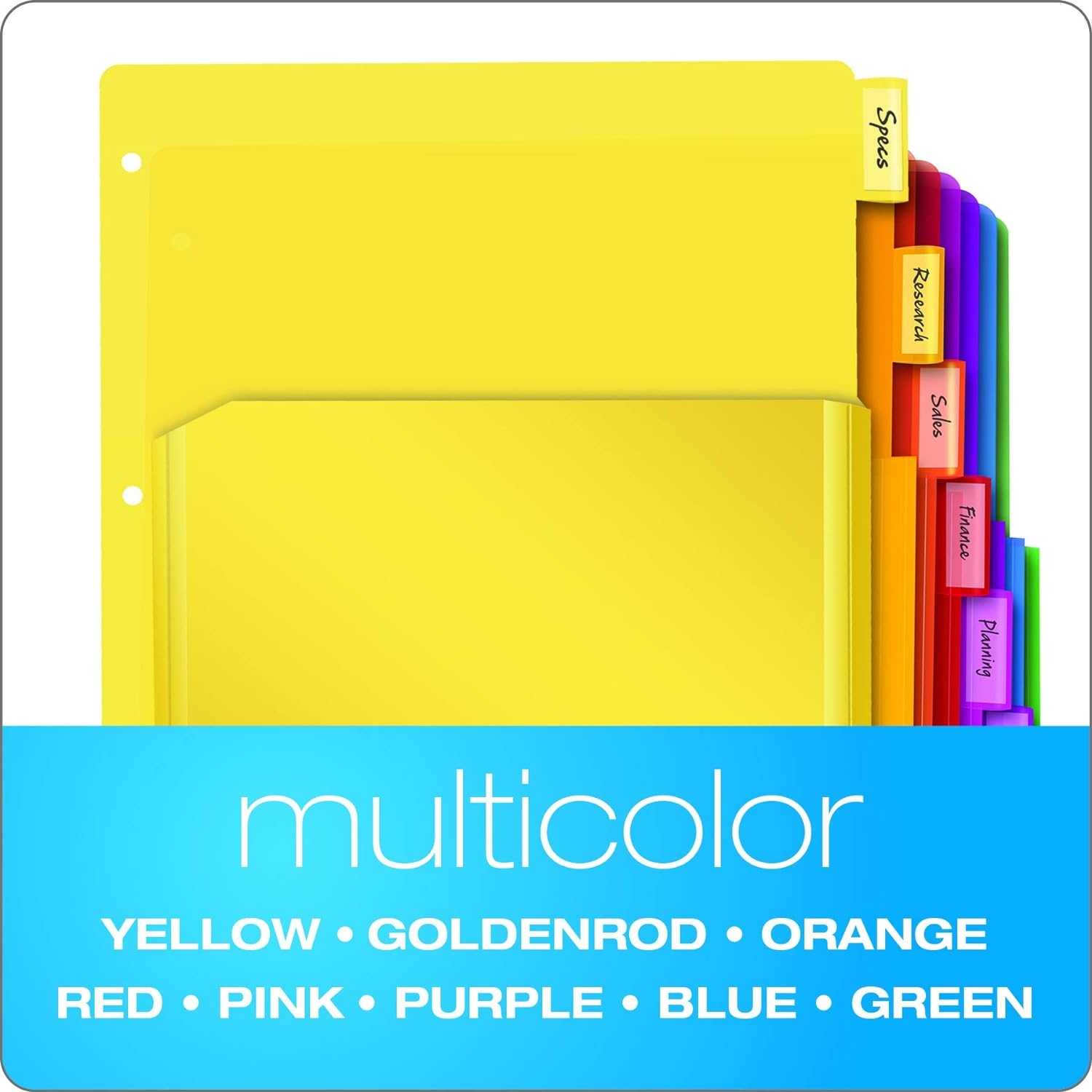 Expanding Plastic Binder Dividers, Flexible Front Pockets Expand 1/4