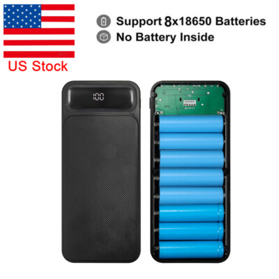 For 8* 18650 Battery Slot Case Charging Box Holder Case DIY Power Bank USB 5V US