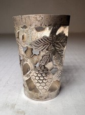 Vintage 925 Sterling Silver ART Shot Cup Overlay Grapes Made in Mexico Antique