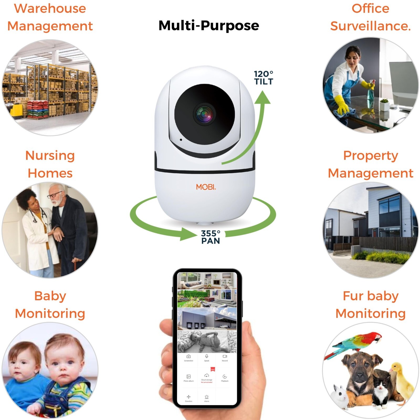 MOBI MobiCam HDX WiFi Pan & Tilt Smart Nursery Monitoring Camera, Baby