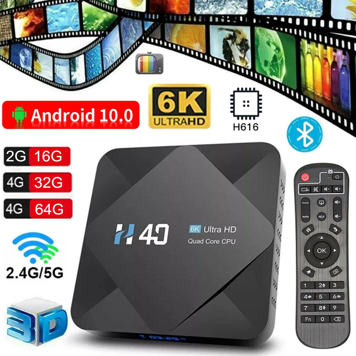 Jahy2Tech Android 10.0 TV Box X96Q Quad Core HD 4K Media Stream Player Mini  PC Dual WiFi(2G)