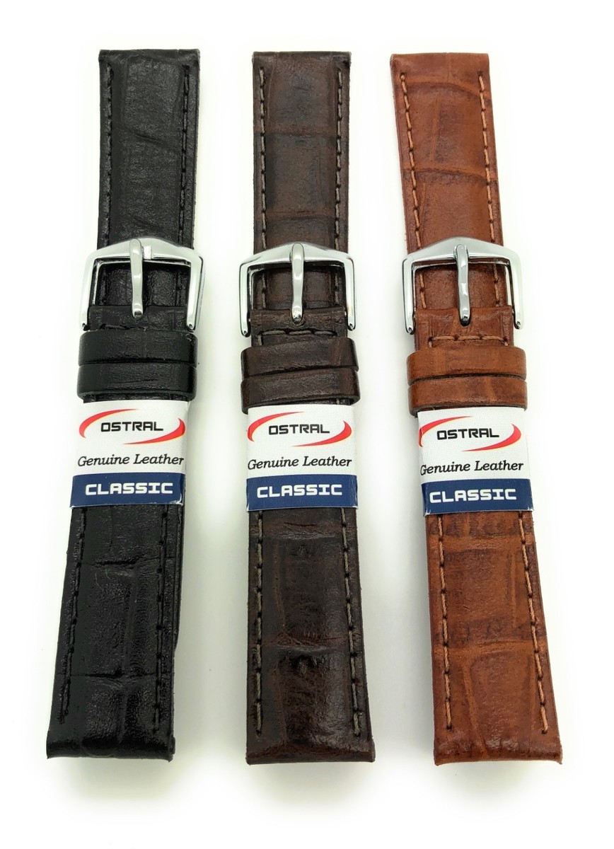12mm up to 22mm Crocodile Grain Brazilian Genuine Leather Watch
