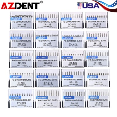 AZDENT Dental Diamond Burs Super Coarse FG Bur Black for High Speed Handpiece US