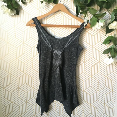 Drift Away Gray Heather Shark Bite Muscle Lightweight Tank Top Small