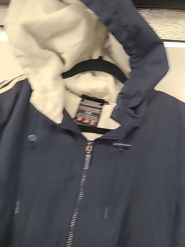 Chaqueta con capucha vintage años 90 Adidas clásica con logotipo grande trébol para hombre XL DE COLECCIÓN RARA Azul marino - Imagen 10 de 16