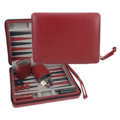 WE Games Magnetic Backgammon Set, Leatherette Case, Carrying Strap - Travel Size