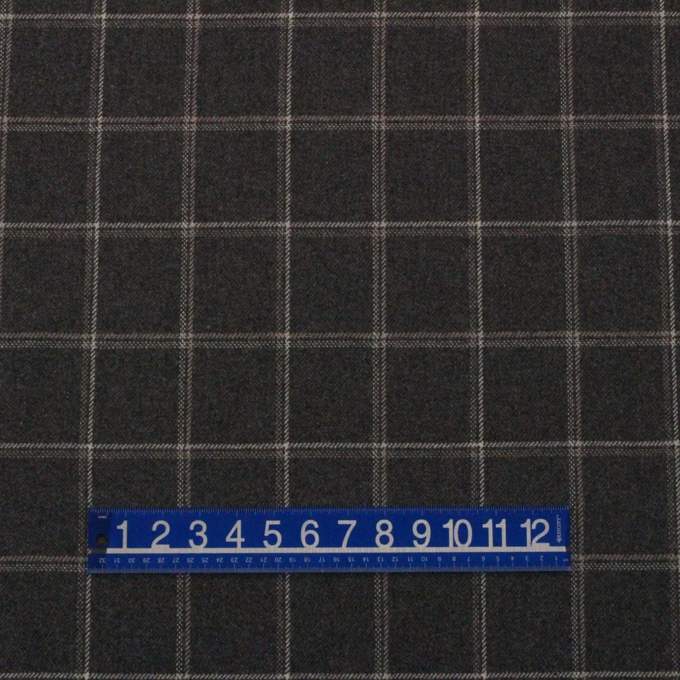 CLARENCE HOUSE KNIGHTSBRIDGE CHARCOAL GRAY CHECK 100% WOOL FABRIC BY YARD 59"W - Image 3 of 4
