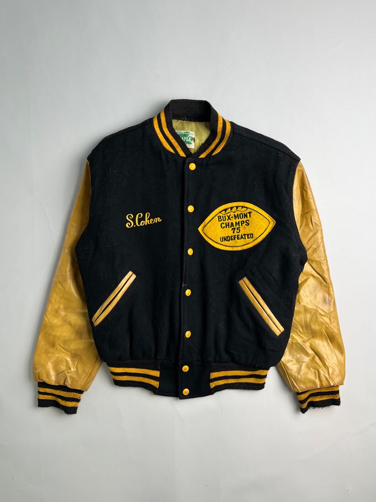 Vintage 1970s Maple Varsity Jacket Made in USA Size 38 S/M