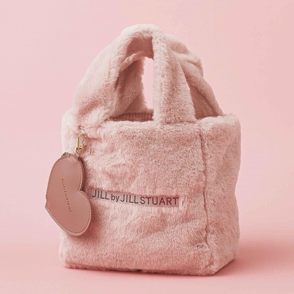 Jill by Jill Stuart Cube-shaped fur bag & heart-shaped pouch charm japan NEW