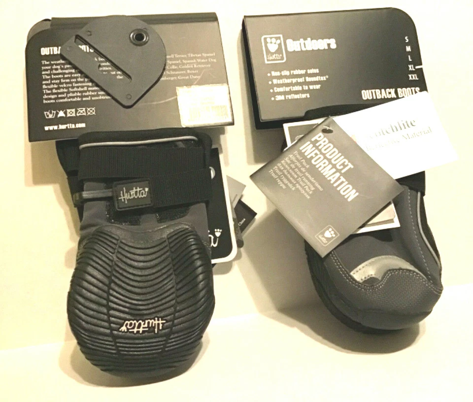 Conjunto de Botas Hurtta Dog Outback 4 Solas de Borracha Granito Cinza À Prova de Intempéries-XL-Novo - Imagem 4 de 4