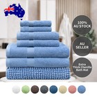 100% Cotton Towel Set Bath Towel Face Washcloth Hand Towel Bath Mat 7 Pcs
