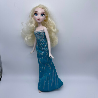 Princess Elsa Disney Frozen Movie Doll Blue Gown White Hair Hasbro Dressed