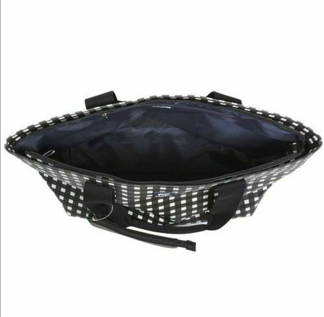 NEW Dabney Lee Black White Checked Large Zippered Tote w/ Removable Pouch Clutch View 2